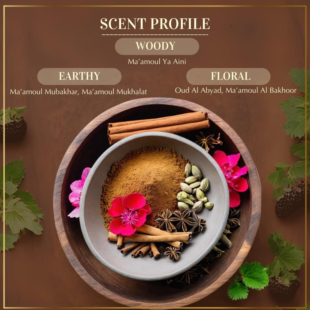 Caja de Variedad de Bakhoor Dukhni con Quemador - 10 Fragancias