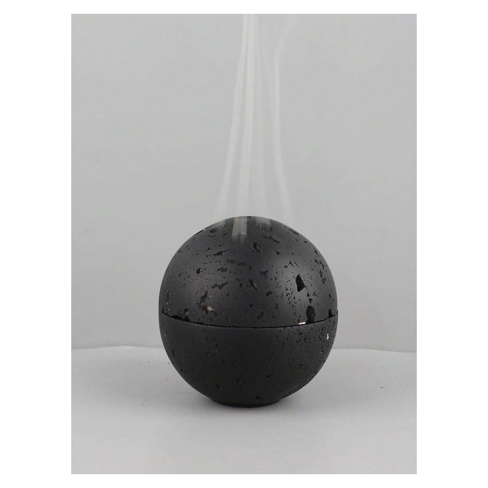 Quemador de Incienso Redondo de Resina HUZHIBING 10cm Negro