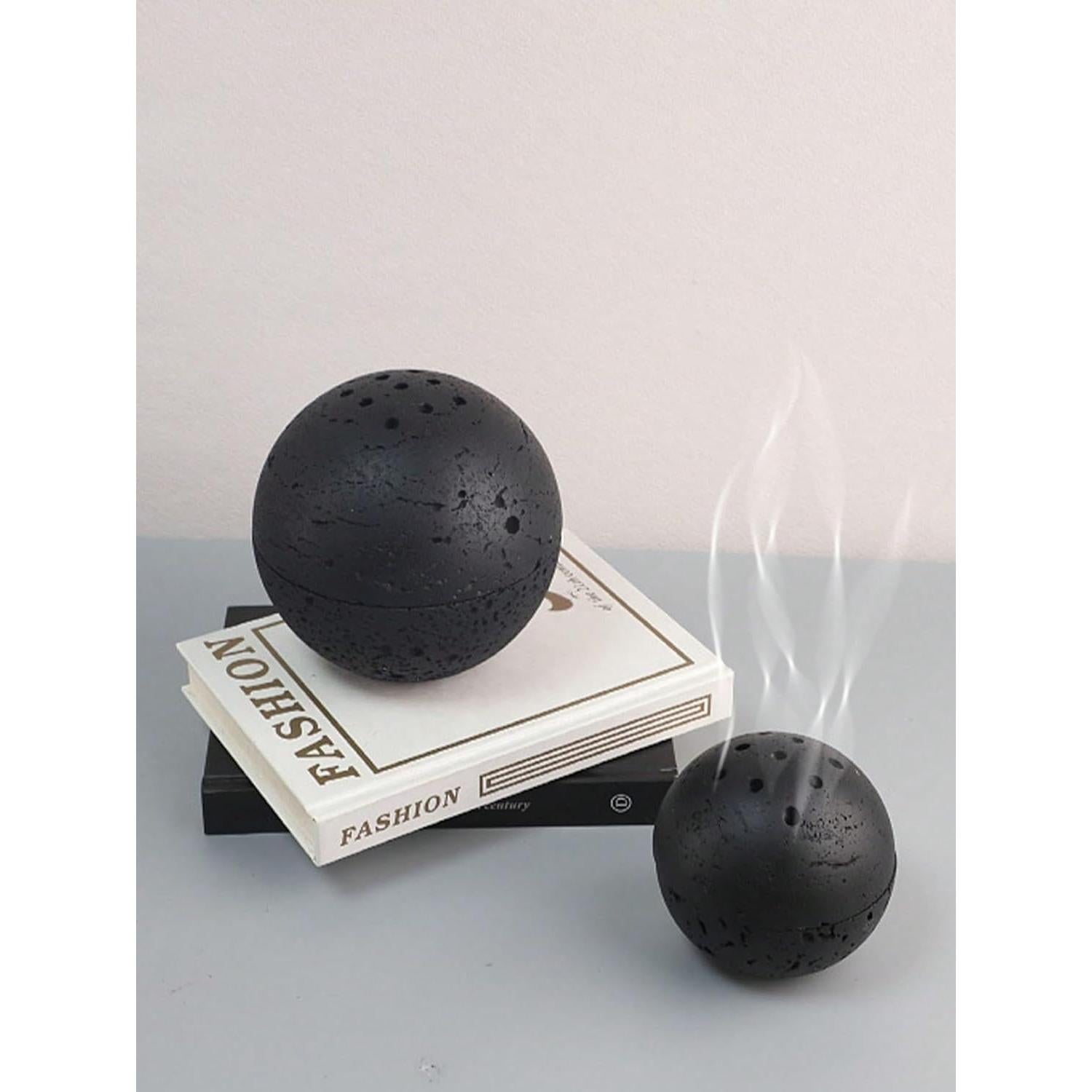 Quemador de Incienso Redondo de Resina HUZHIBING 10cm Negro