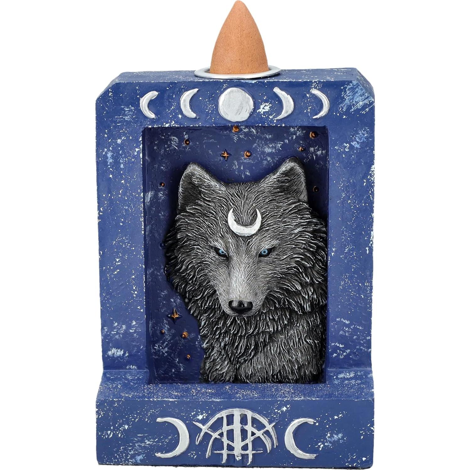 Quemador de Incienso Pacific Giftware Lobo Lunar 10 cm Resina