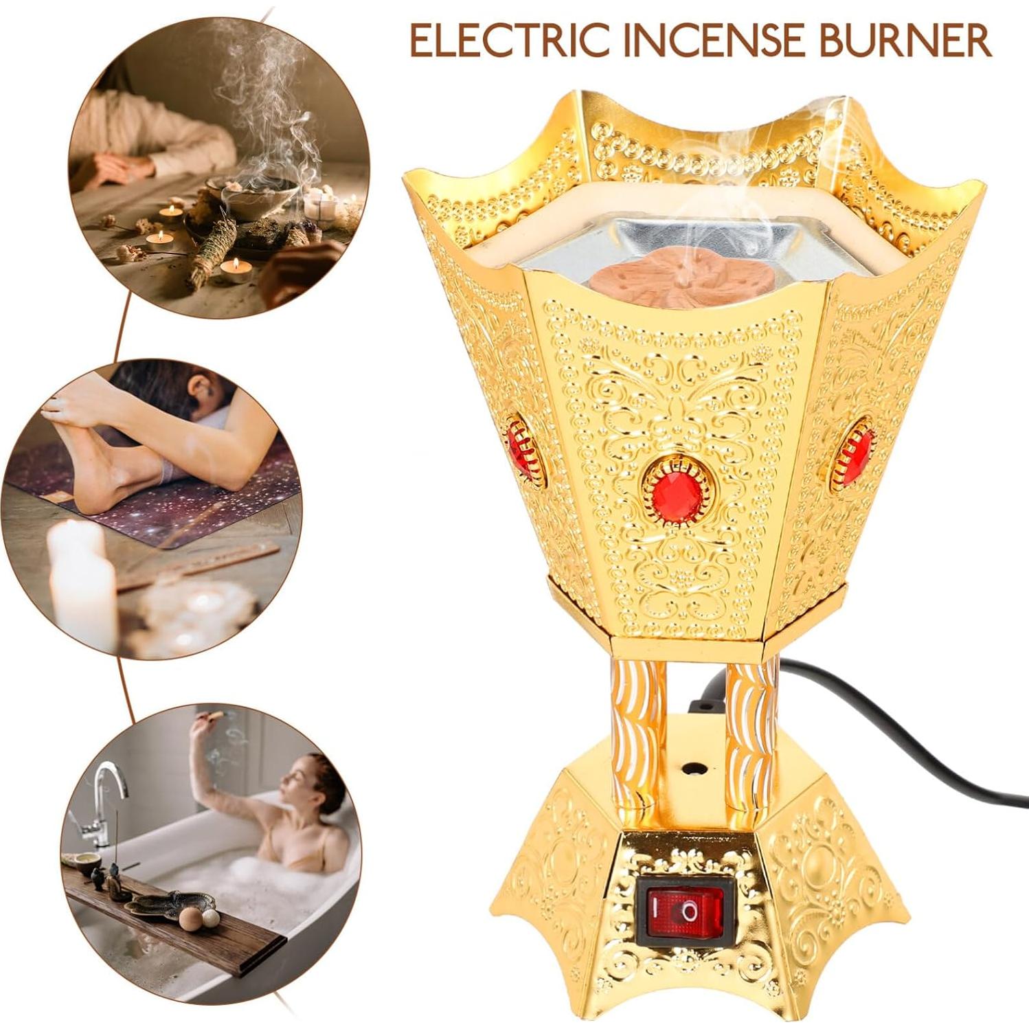 Horno de Bakhoor Eléctrico Ciieeo Dorado 345g Aromaterapia