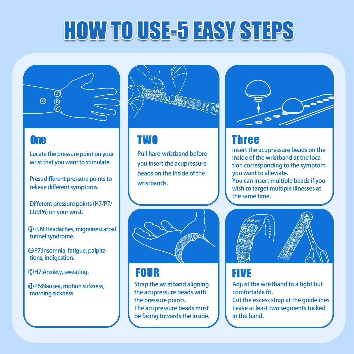 Pulseras Antináuseas Hion - 1 Par Negro, Acupresión