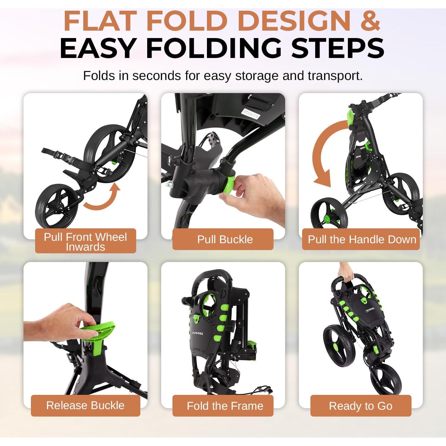 Carro de Golf Plegable JOVIAL 3 Ruedas Aluminio 8 kg