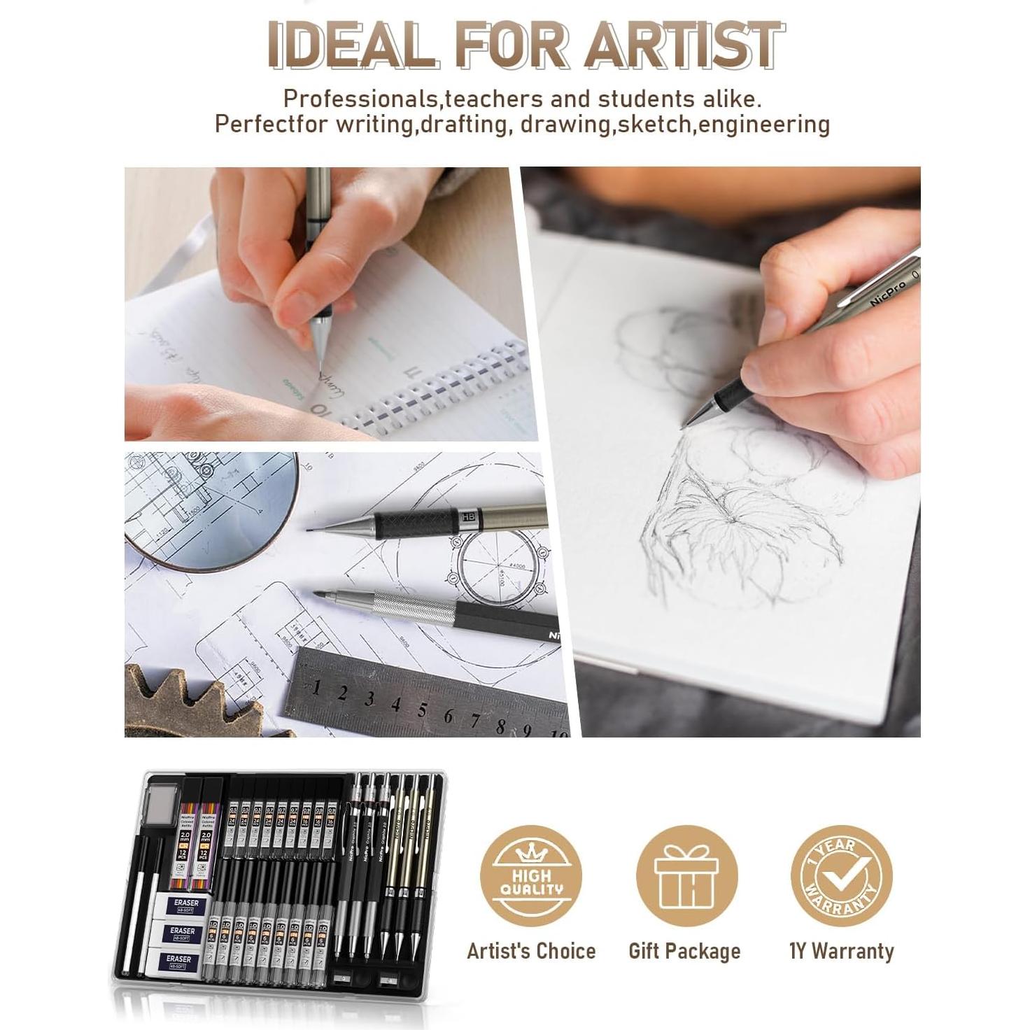 Juego de Lápices Mecánicos Nicpro 35PCS 0.5-2.0mm Profesional