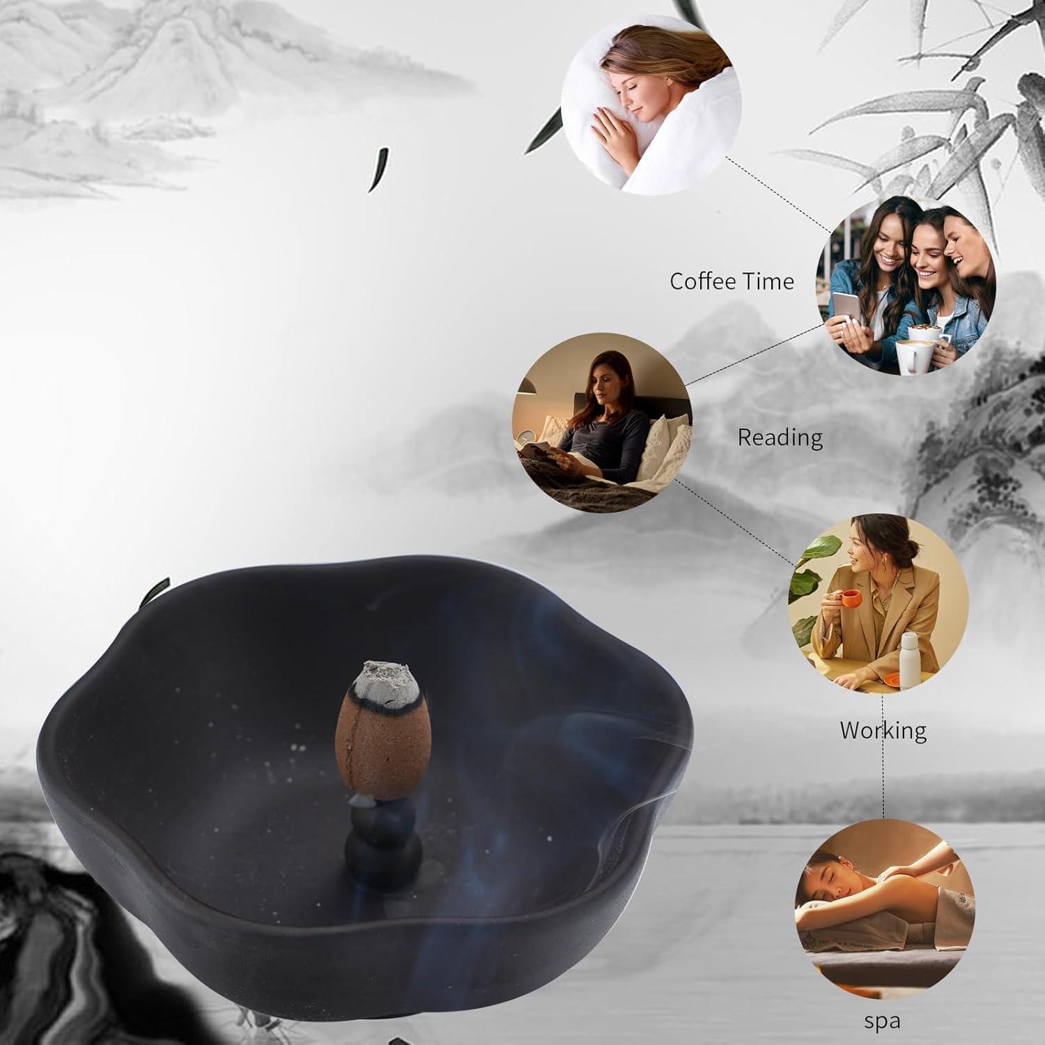 Soporte de Incienso OULIGET Cerámica 10.16 cm Negro