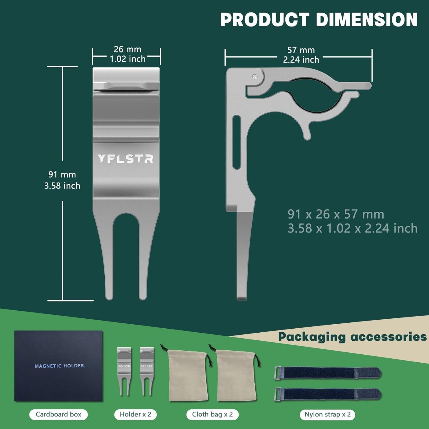 Soporte Magnético para Palos de Golf YFLTECH - 2 Paquetes, Plata