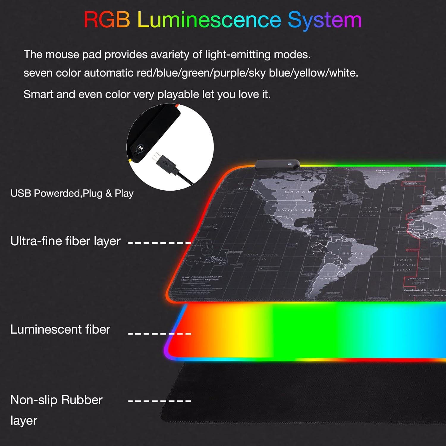 Alfombrilla Gaming RGB CHONCHOW Extra Grande Impermeable