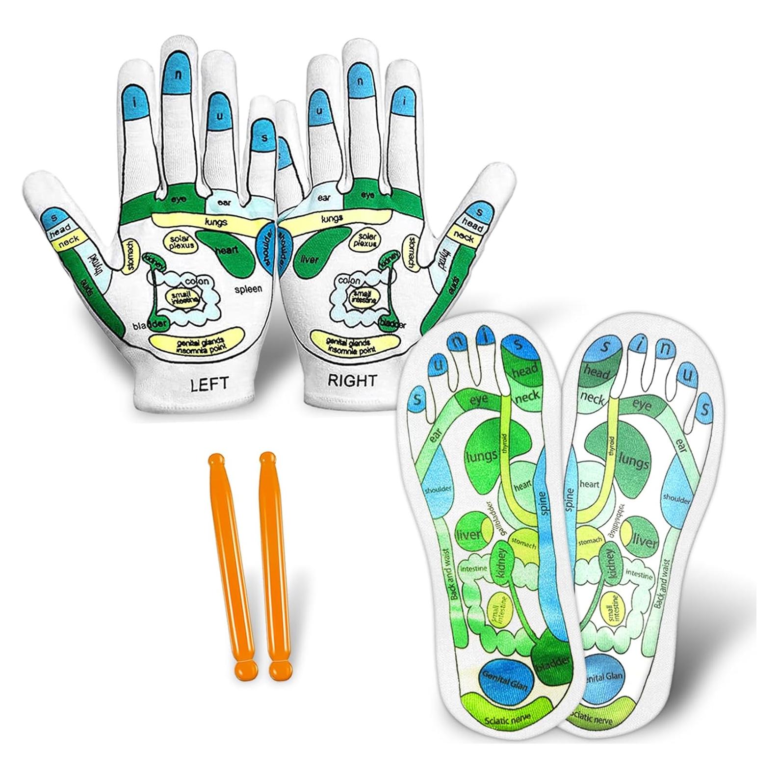 Kit de Reflexología - Guantes y Calcetines Elfzone 4 Piezas