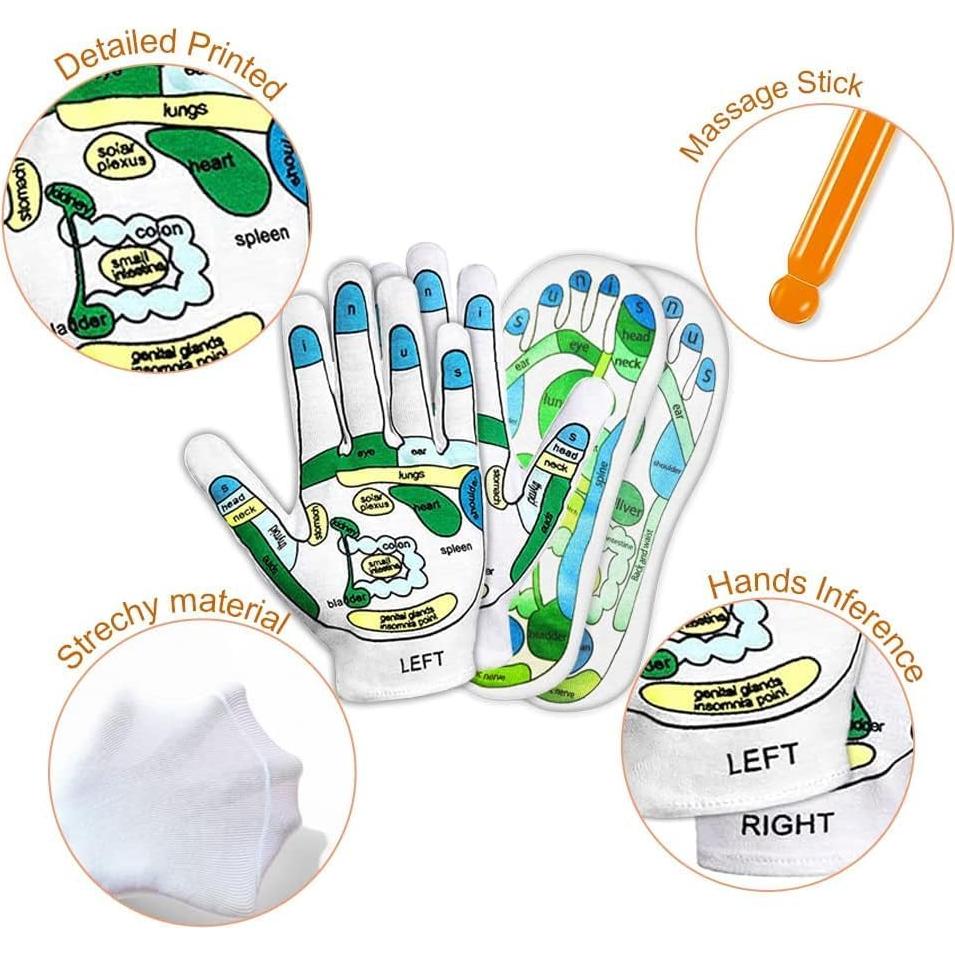Kit de Reflexología - Guantes y Calcetines Elfzone 4 Piezas