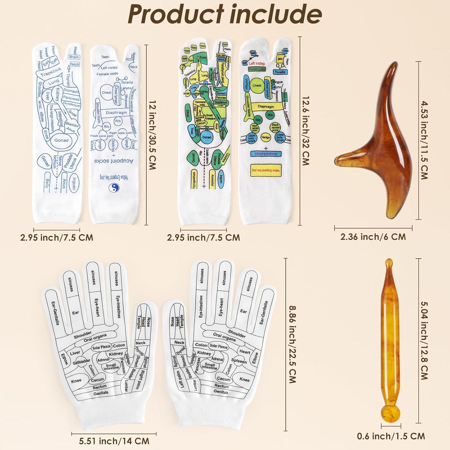 Juego de Calcetines de Reflexología Worive con Guantes - 2 Pares