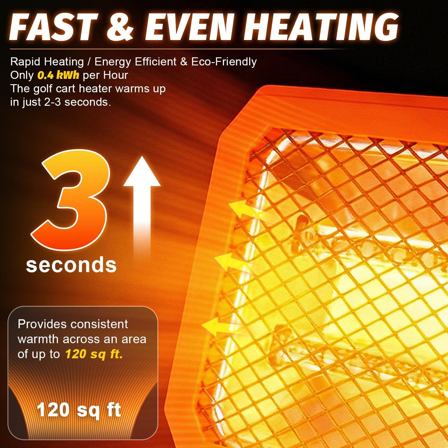 Calentador Eléctrico para Carro de Golf SOQSYS 400W 48V