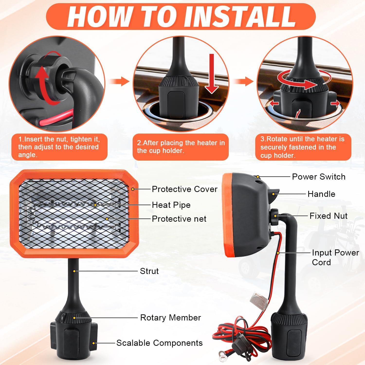 Calentador Eléctrico para Carro de Golf SOQSYS 400W 48V