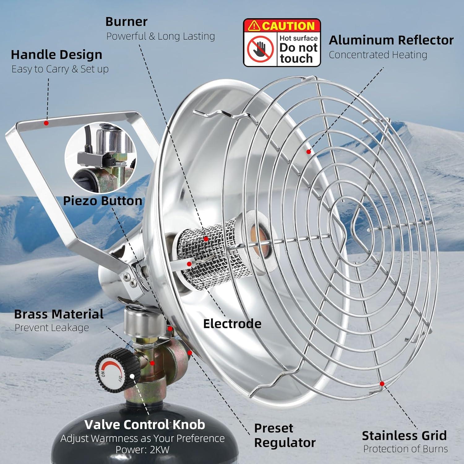 Calentador de Propano Portátil Roykaw para Carro de Golf 6300 BTU