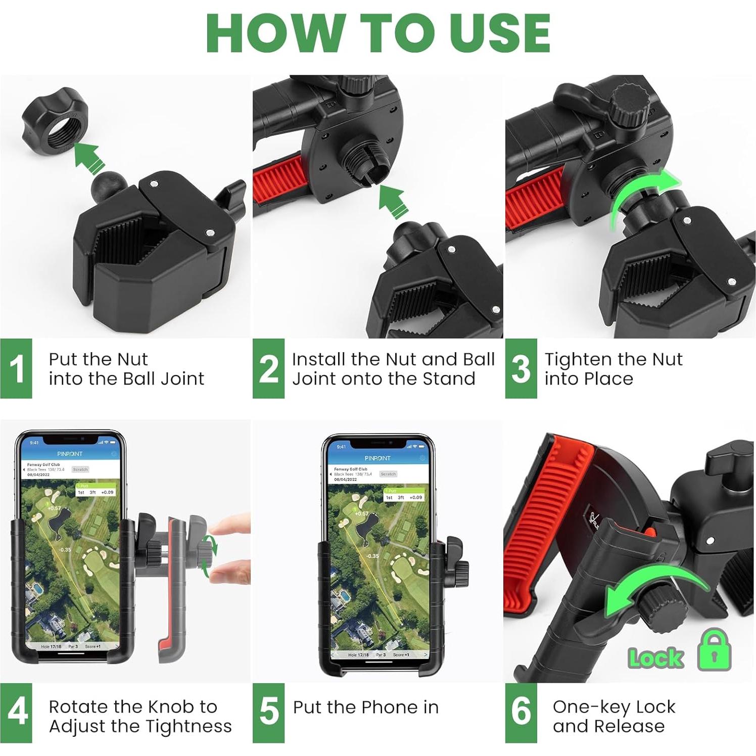 Soporte para Teléfono de Carrito de Golf Aliennana 360° Ajustable