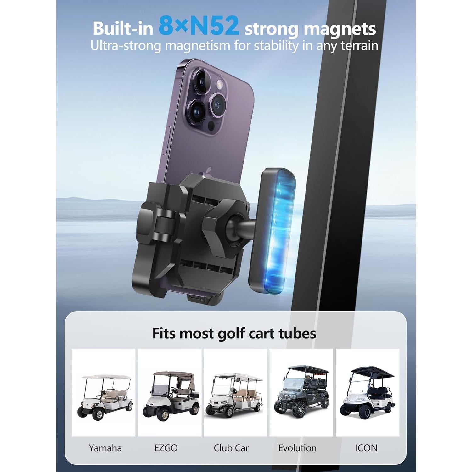 Soporte Magnético para Teléfono de Carro de Golf TOPGO - Universal hasta 18 cm