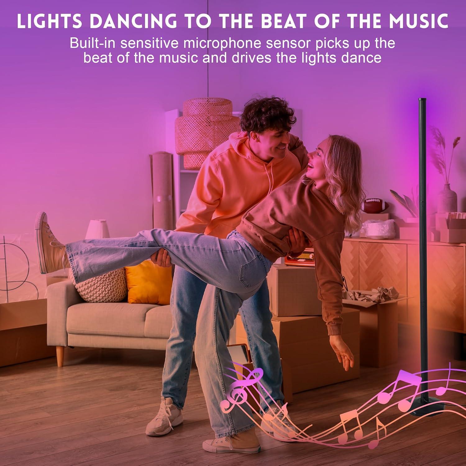 Lámpara de Pie LED RGB MYSFUL 125cm con Control Remoto