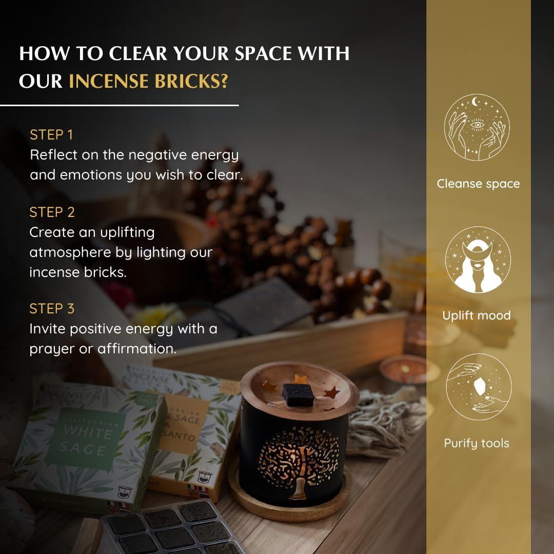 Set de Incienso Aromafume Salvia Blanca y Palo Santo con Quemador