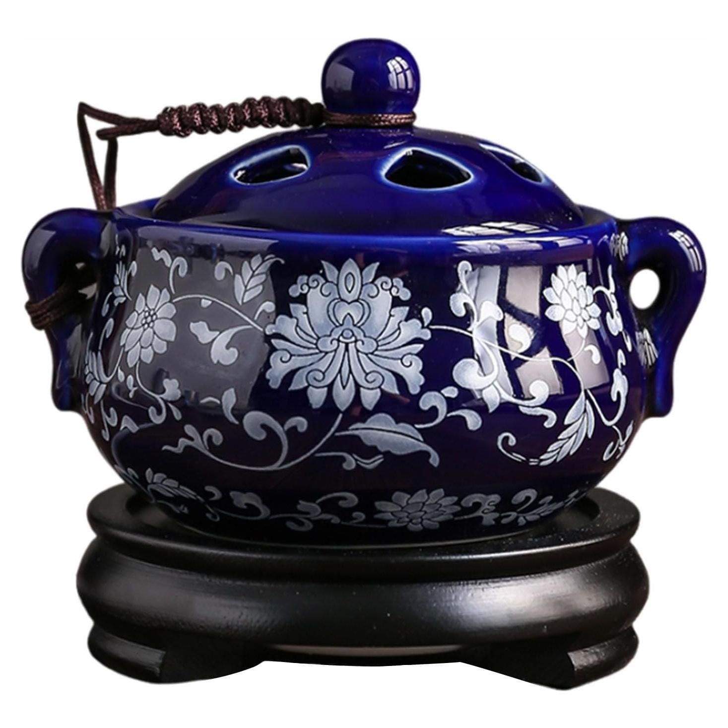 Quemador de Incienso Eléctrico PmHaurient Cerámica 110V Azul Blanco