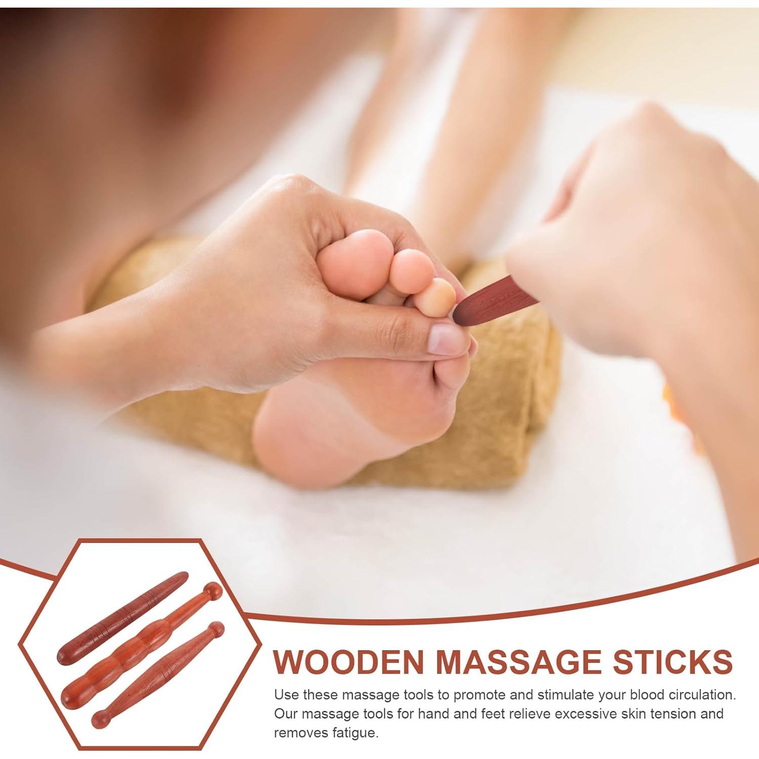 Palos de Reflexología de Madera Healifty - 3 Piezas para Masaje