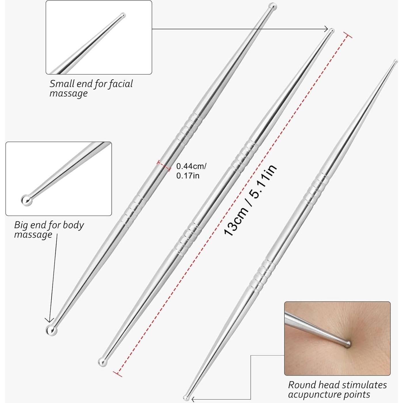 Herramienta de Masaje Facial Ideayard 3 Piezas Acero Inoxidable