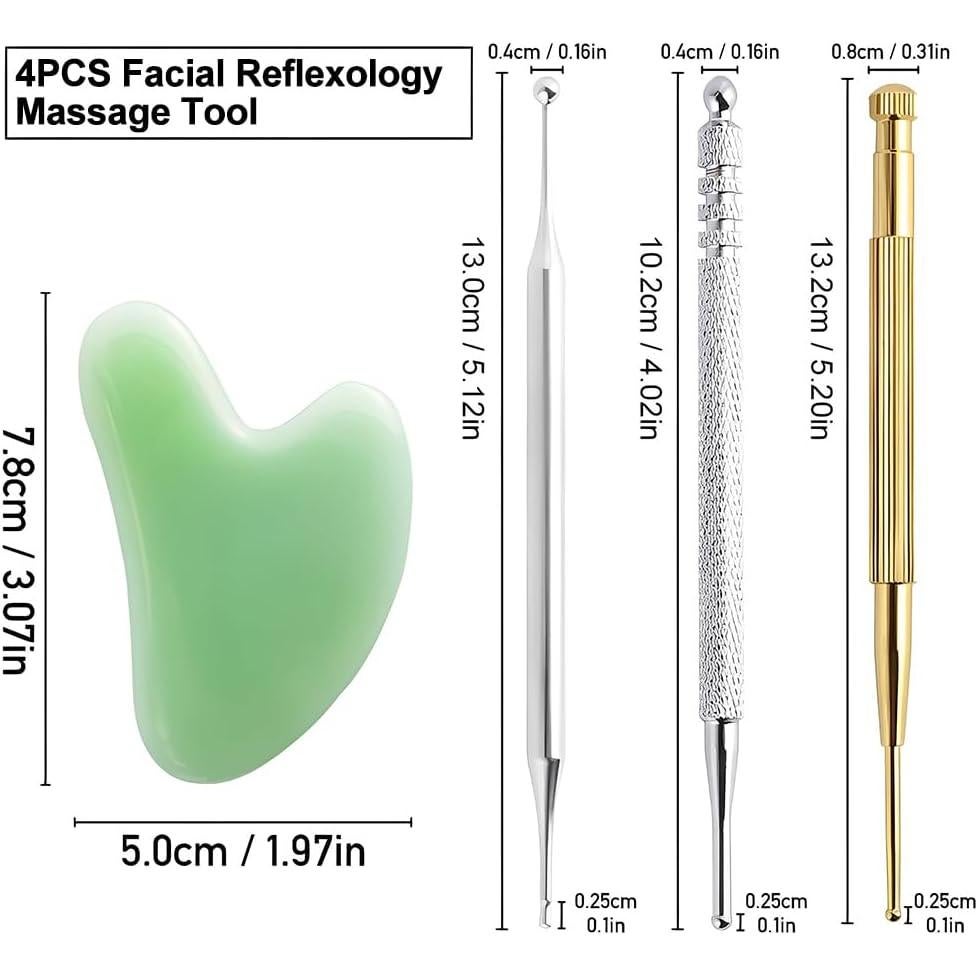 Herramienta de Masaje Facial Abnaok 4PCS Acero Inoxidable