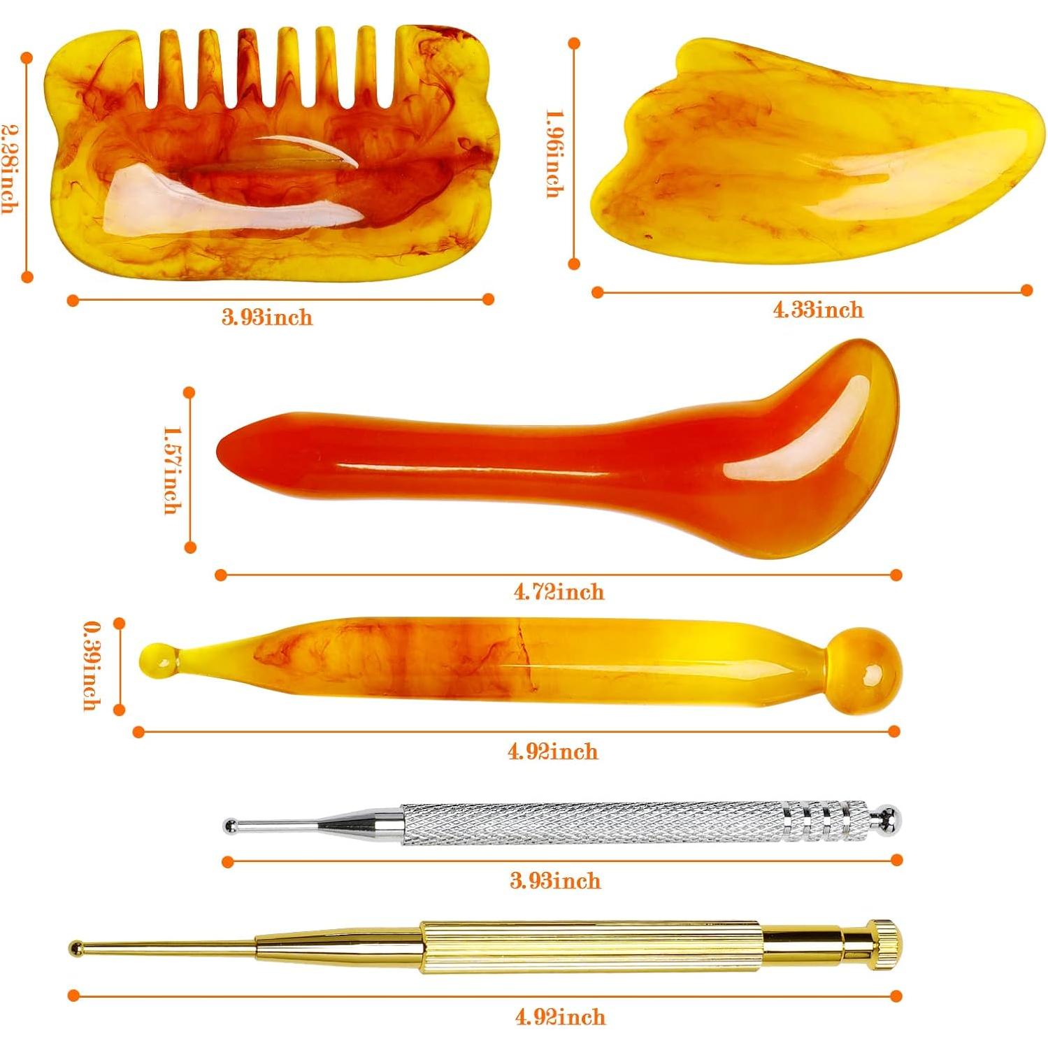 Kit de Masaje Facial 6 Piezas Qoyapow - Gua Sha y Acupuntura