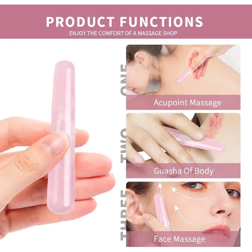 Barra de Masaje Gua Sha Cuarzo Rosa Leosense 11.4cm