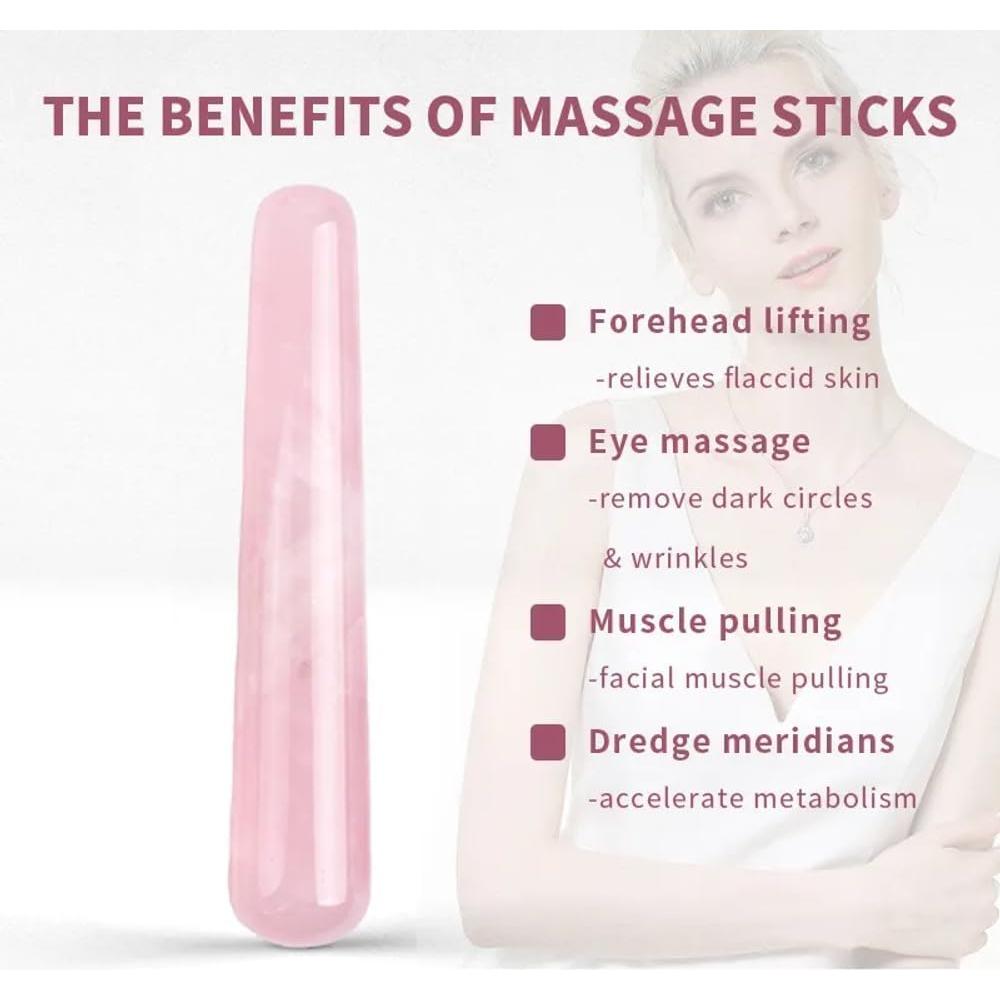 Barra de Masaje Gua Sha Cuarzo Rosa Leosense 11.4cm