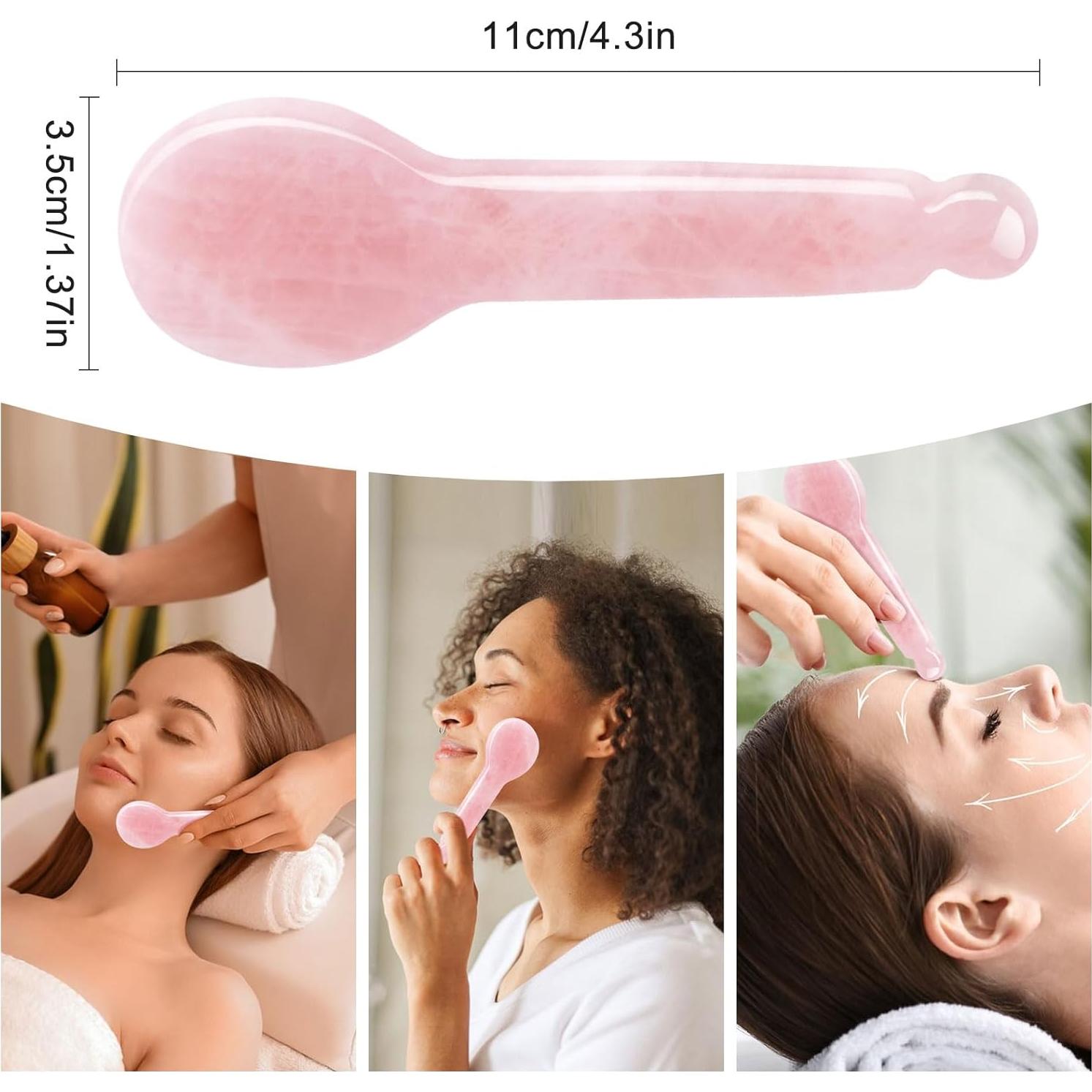 Herramienta de Masaje Gua Sha Cuarzo Rosa Ideayard 11.9x3.8cm