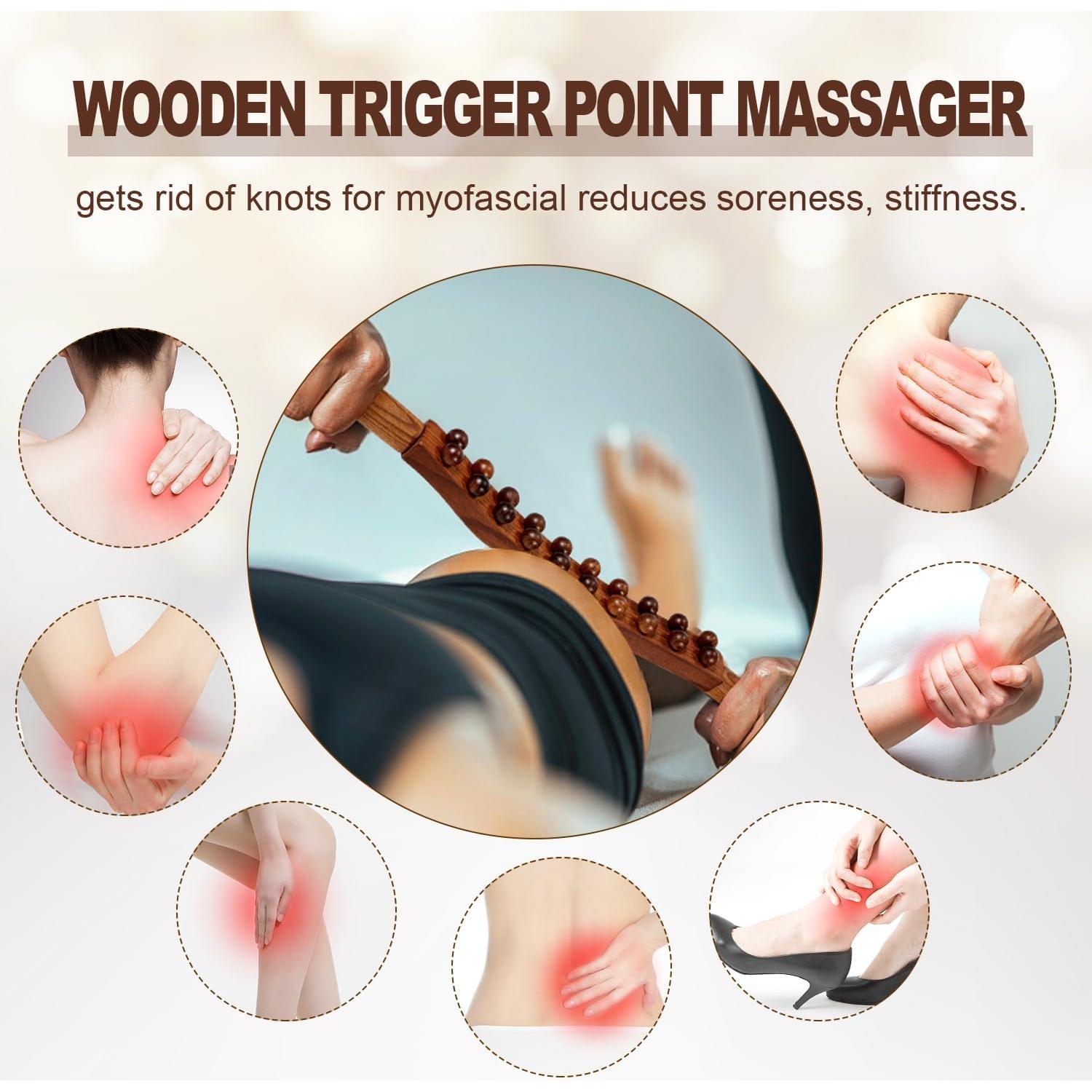 Bastón de Masaje de Madera para Drenaje Linfático 60 cm