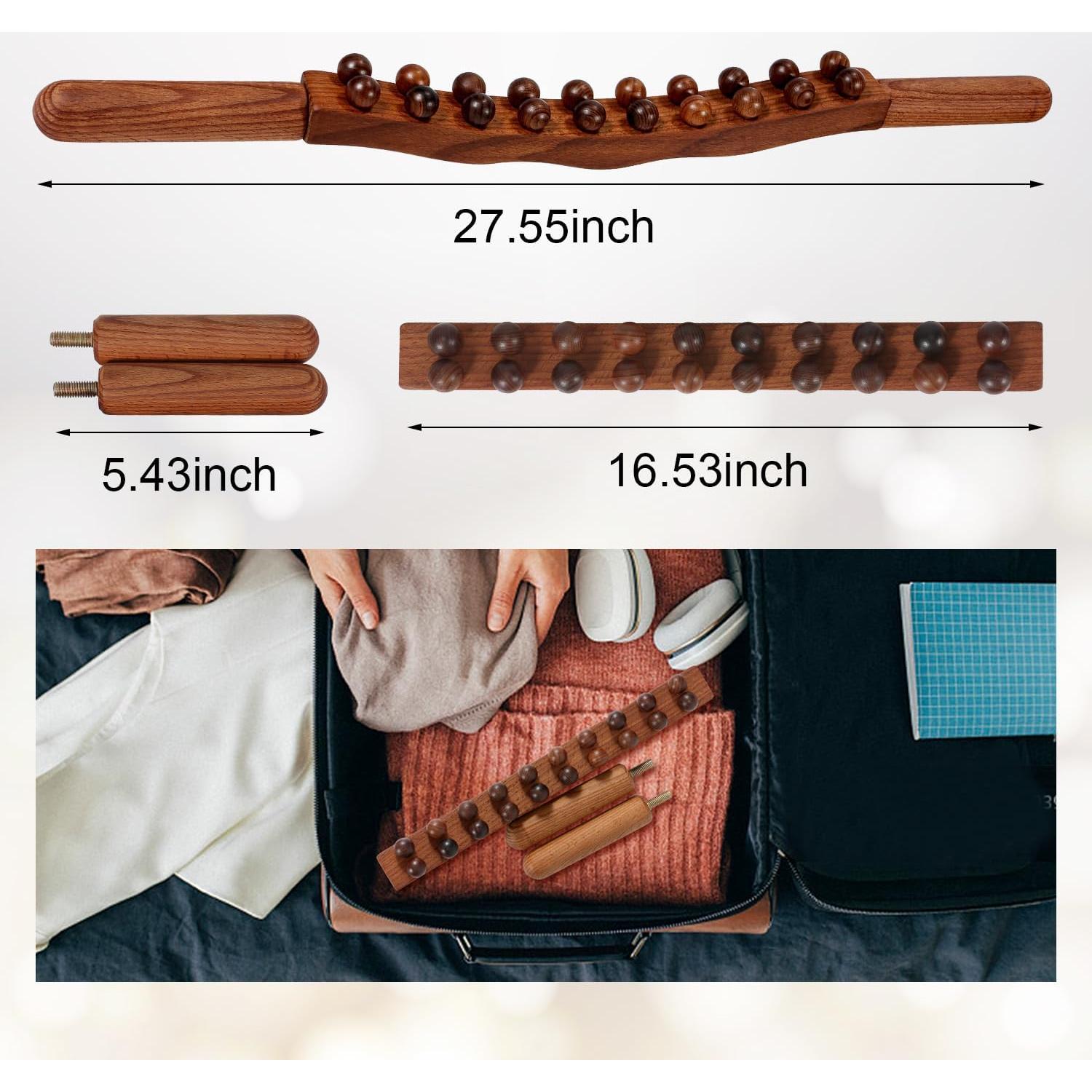 Bastón de Masaje de Madera para Drenaje Linfático 60 cm