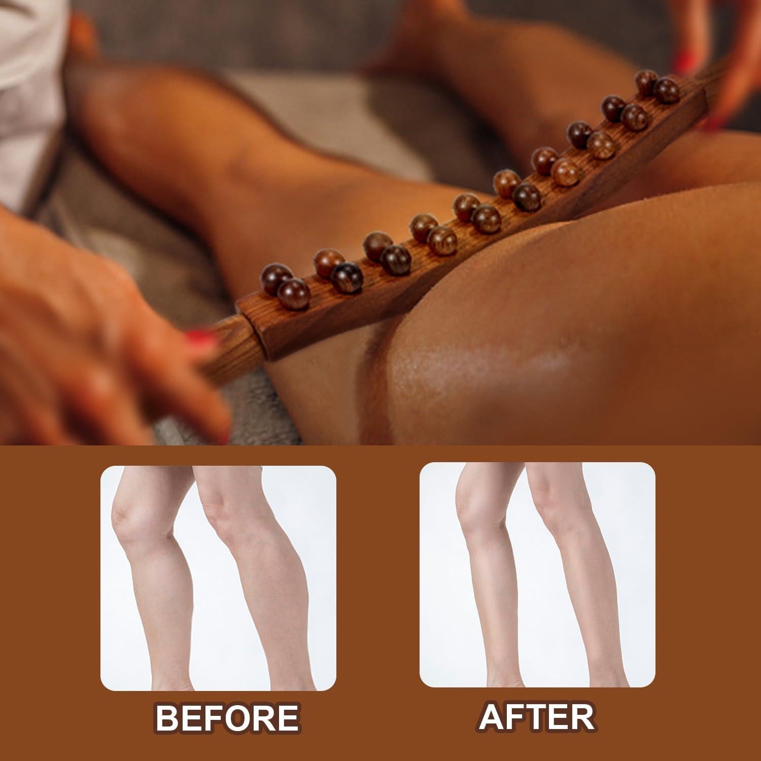 Bastón de Masaje de Madera para Drenaje Linfático 60 cm