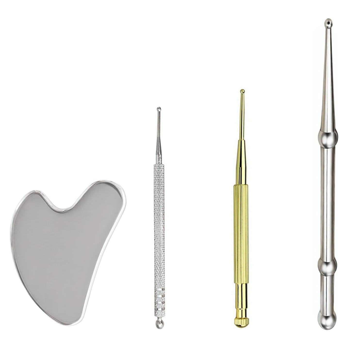 Herramienta de Masaje Facial JFGLORIX 4 Piezas Acero Inoxidable