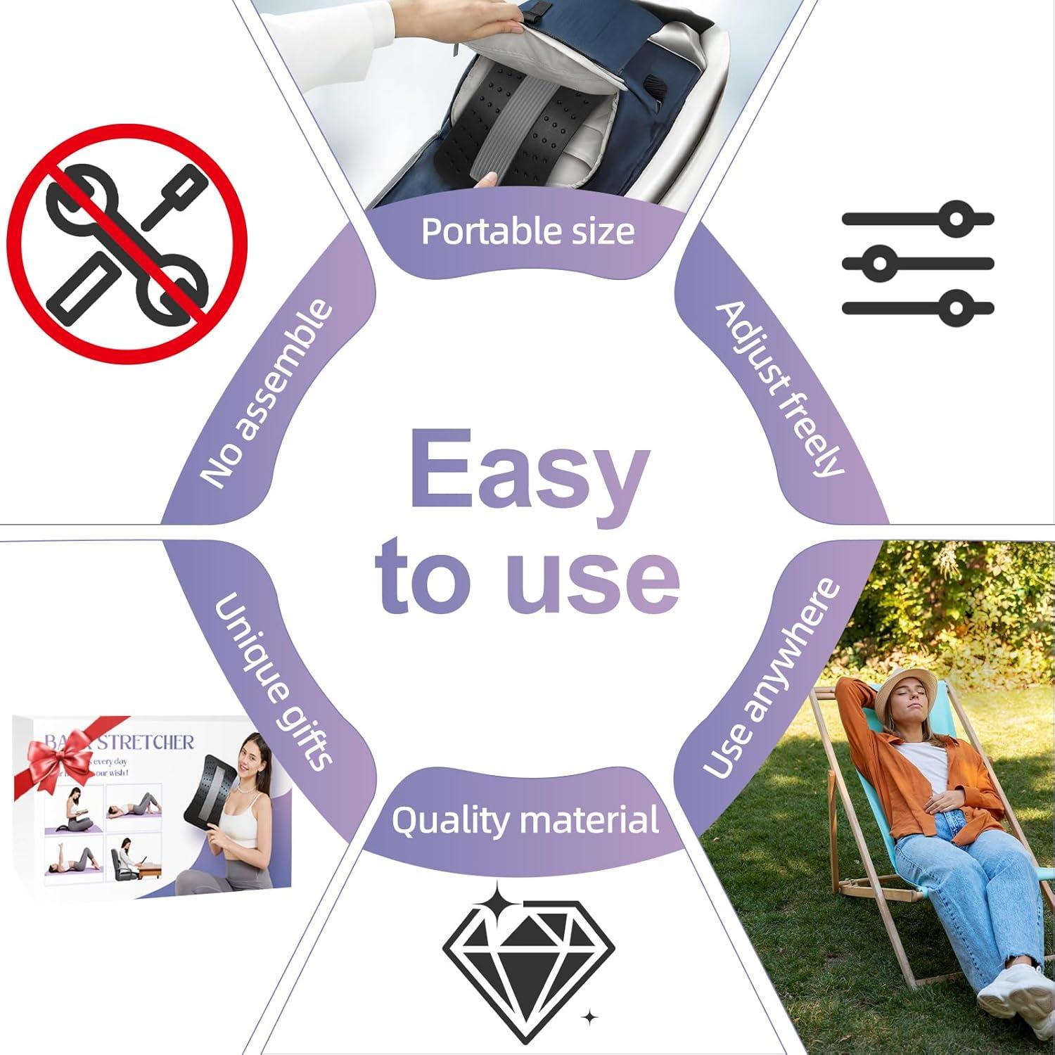 Estirador de Espalda Ajustable YAJIACLONE 38x21cm Alivio Dolor