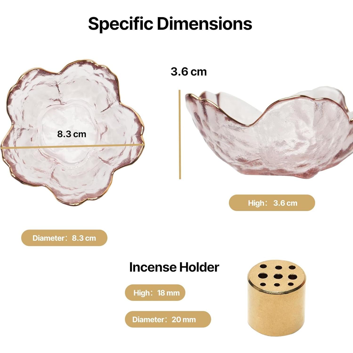 Soporte de Incienso SEIBER de Vidrio y Latón Rosa 9 Agujeros