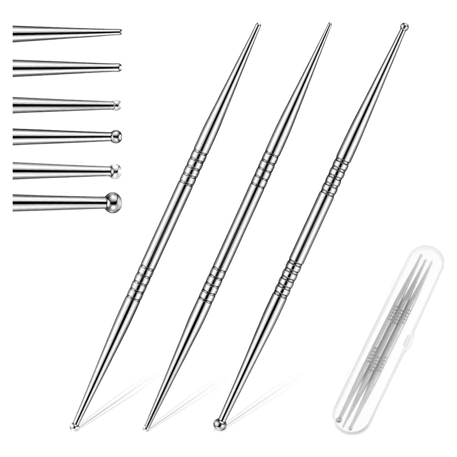 Set 3 Bolígrafos de Acupuntura YBEATY Doble Cabeza Acero Inoxidable