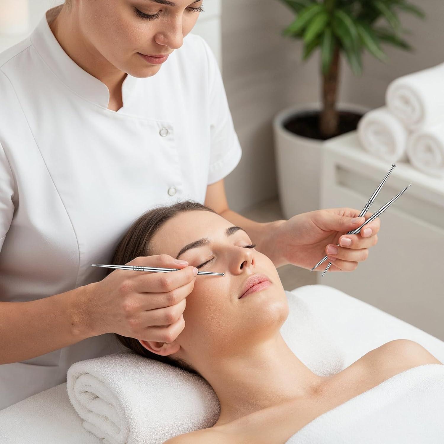 Set 3 Bolígrafos de Acupuntura YBEATY Doble Cabeza Acero Inoxidable