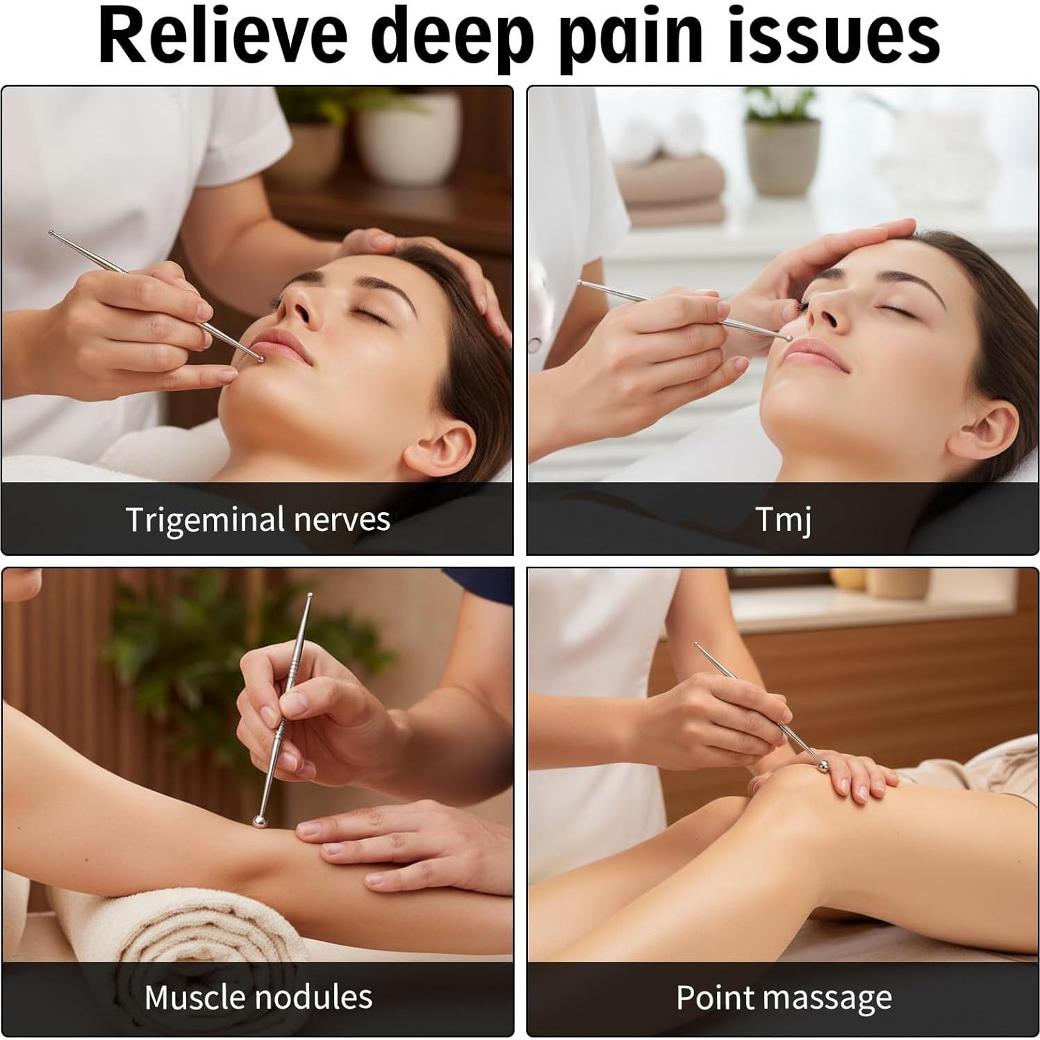 Set 3 Bolígrafos de Acupuntura YBEATY Doble Cabeza Acero Inoxidable