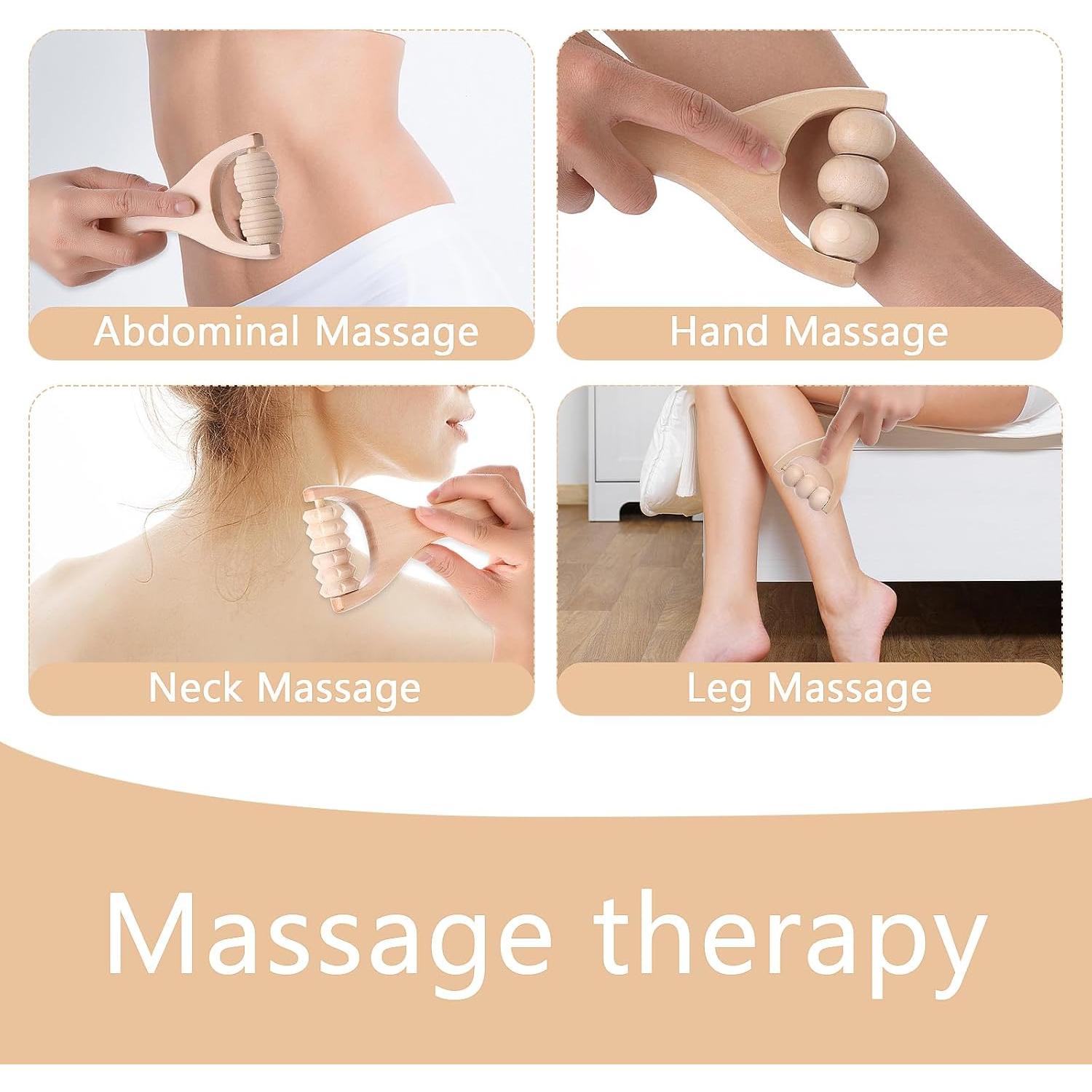 Juego de 3 Rodillos de Masaje de Madera Abeillo 24cm