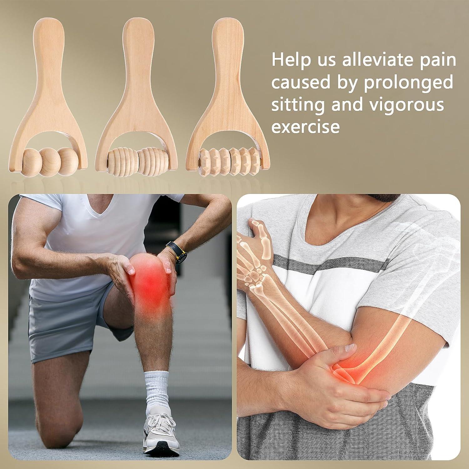 Juego de 3 Rodillos de Masaje de Madera Abeillo 24cm