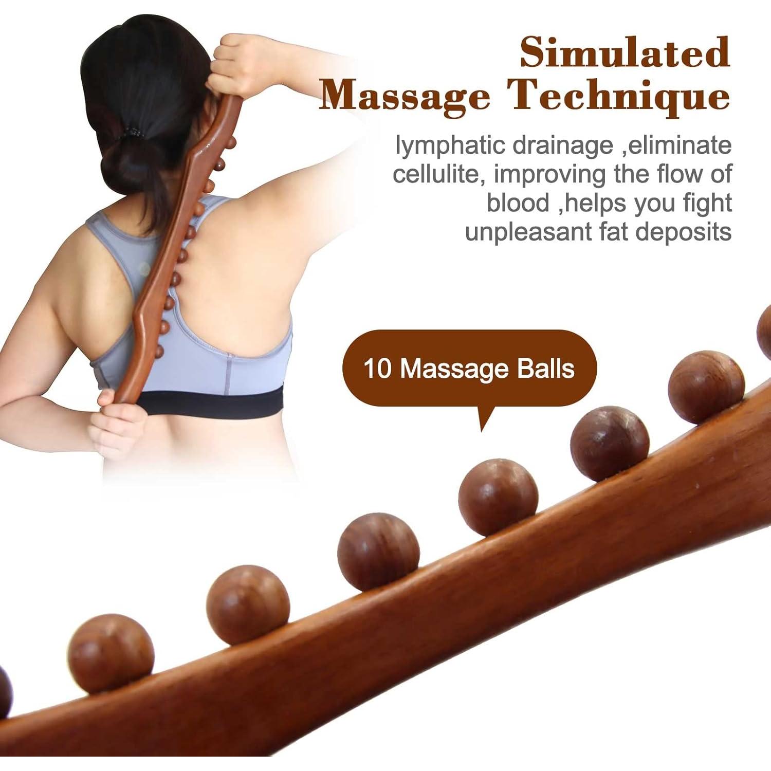 Masajeador de Drenaje Linfático de Madera 56.64 cm - 10 Bolas