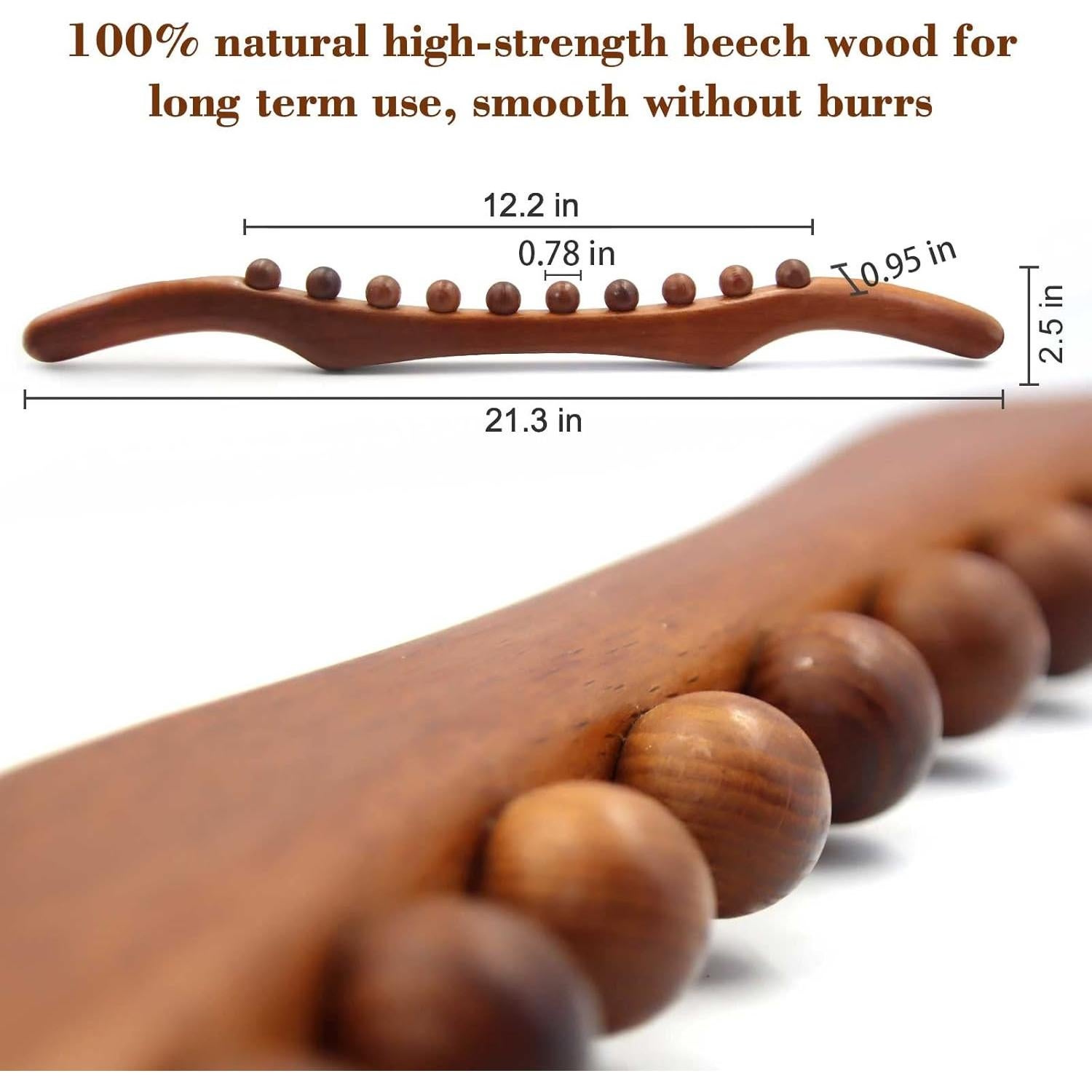 Masajeador de Drenaje Linfático de Madera 56.64 cm - 10 Bolas