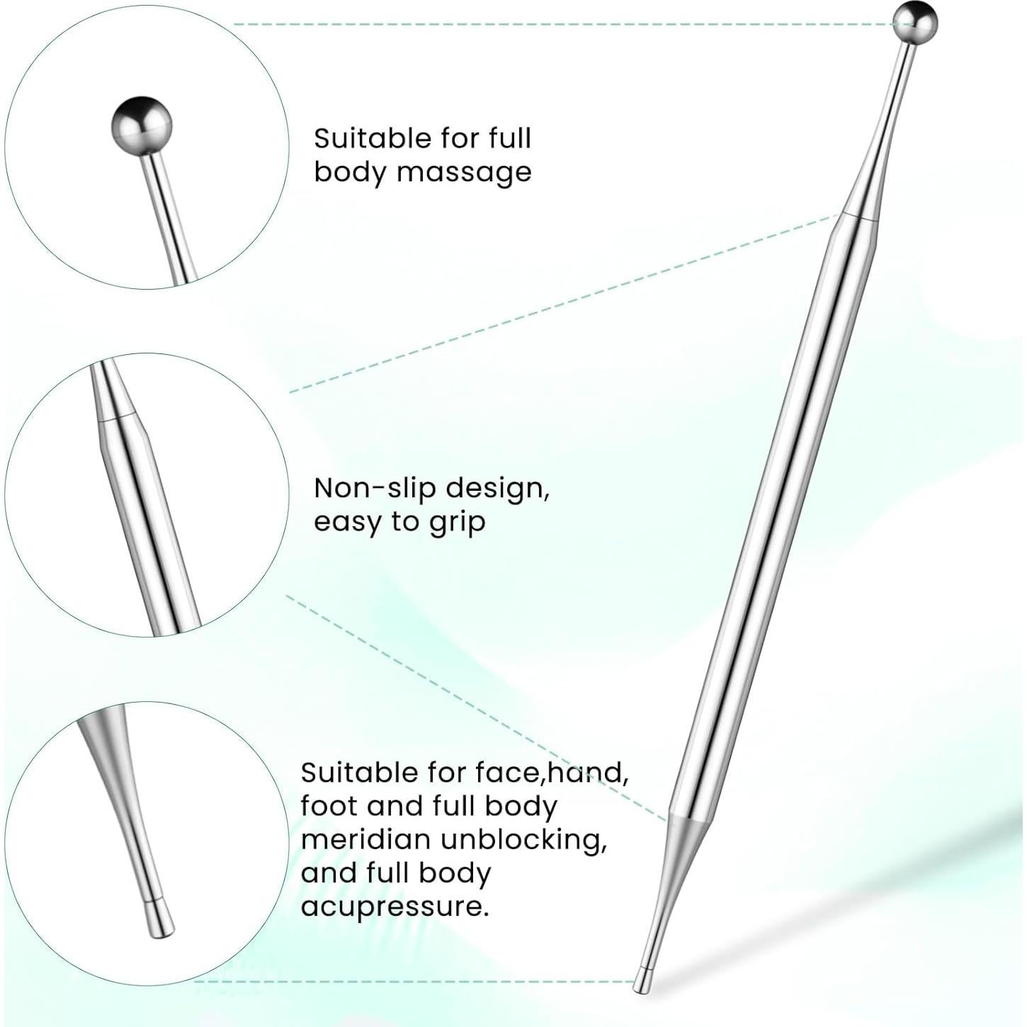 Bolígrafo de Acupuntura Alrhso Doble Cabezal Acero Inoxidable