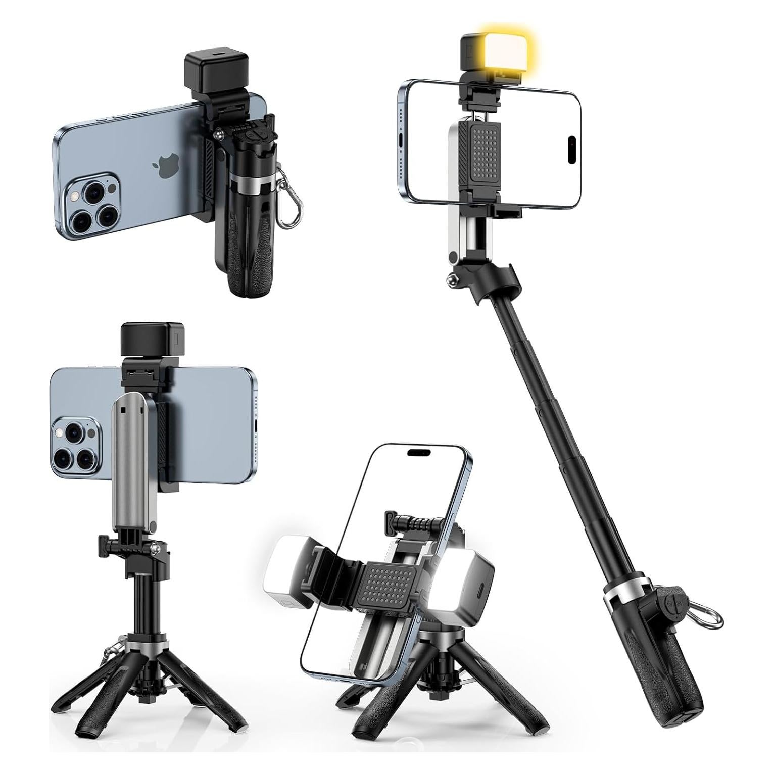 Mini Trípode Selfie CloudValley P15T-Light con Luz y Zoom