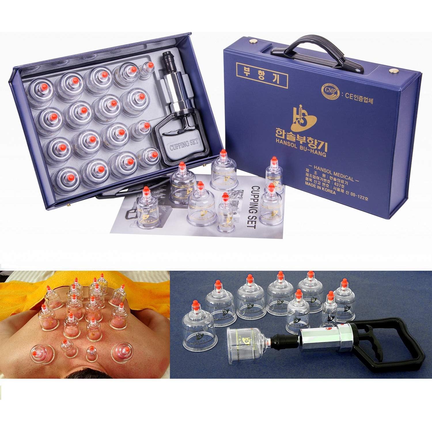 Conjunto de Ventosas de Terapia Hansol 19 Piezas con Bomba