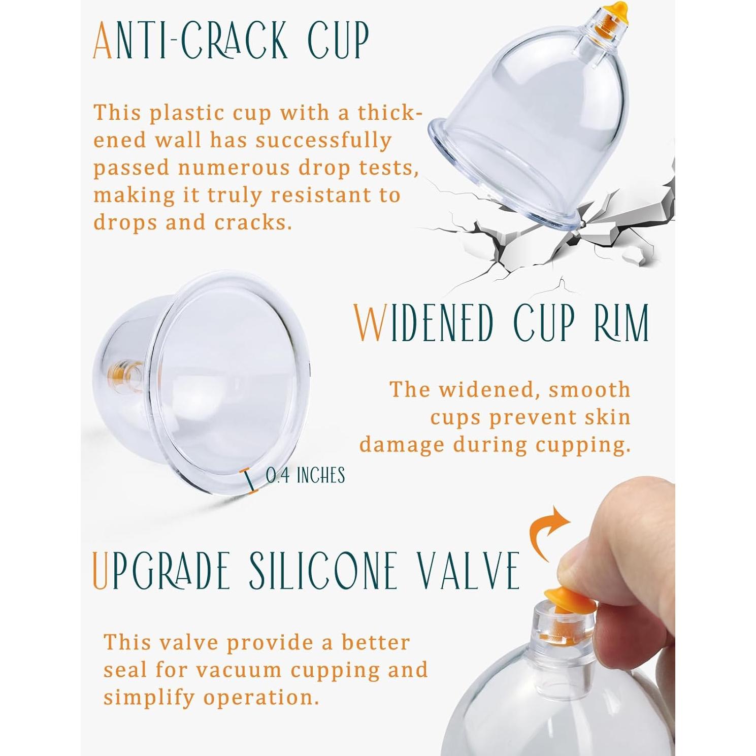 Juego de Ventosas de 12 Tazas DEFUNX para Masaje y Terapia