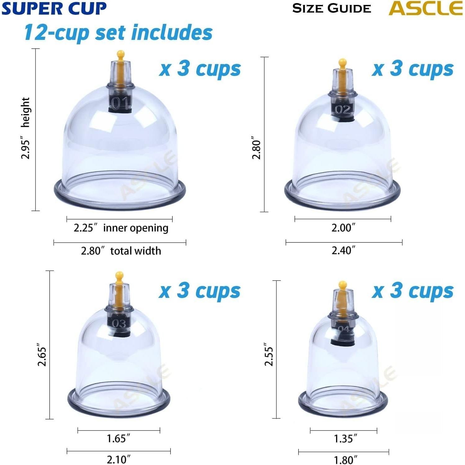 Juego de Ventosas ASCLE 12 Tazas a Prueba de Golpes y Calor