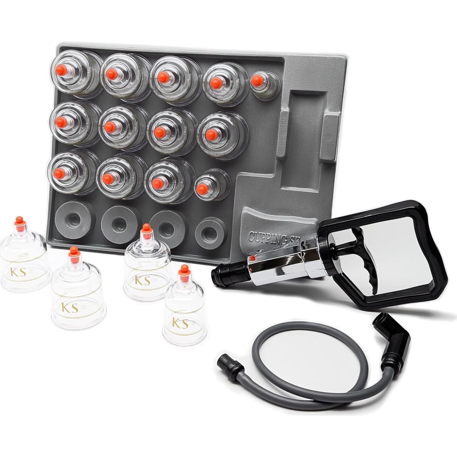 Juego de Ventosas Profesionales KS AG con Bomba y Tubo - 17 Piezas