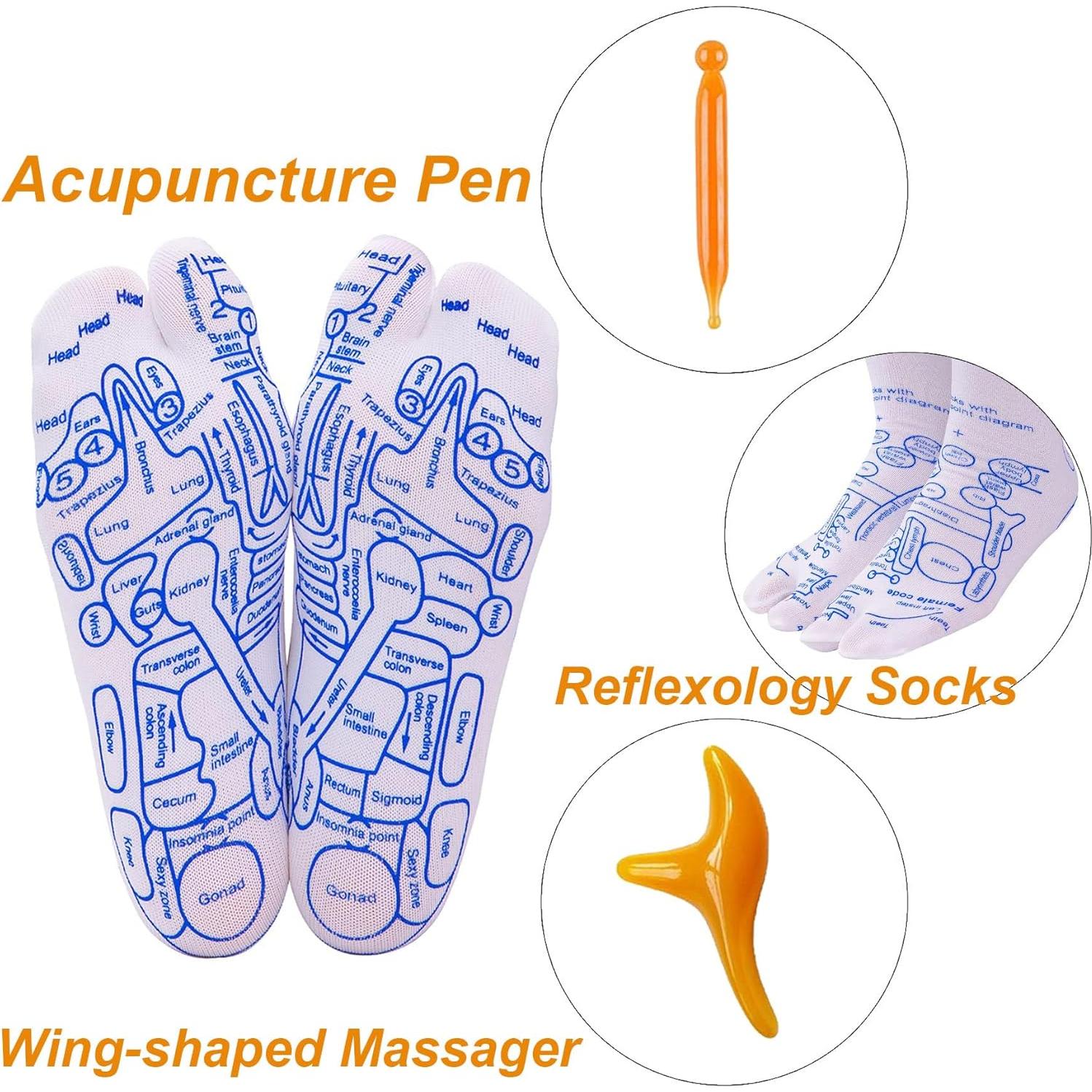 Juego de Calcetines de Reflexología con Herramienta de Masaje