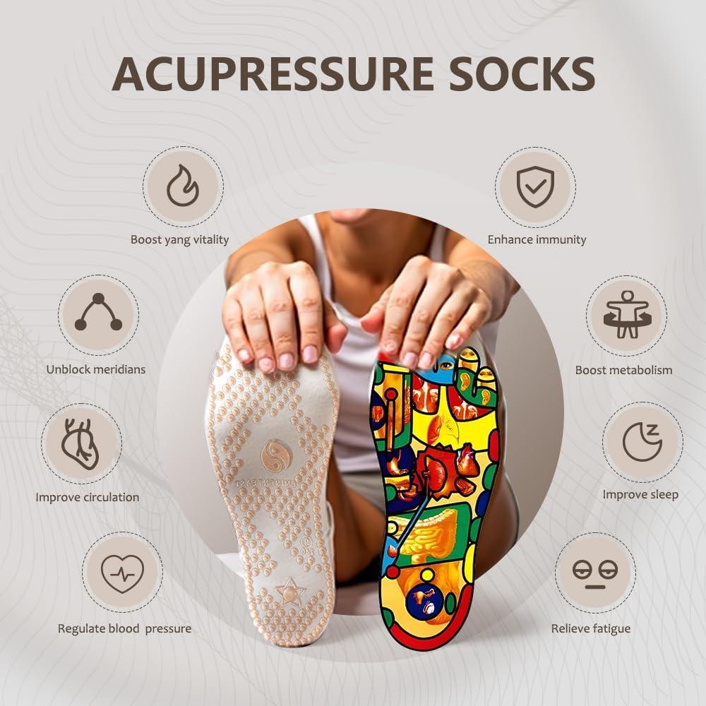 Calcetines de Acupresión WARMVIN Masaje Reflexología Negro 9-10